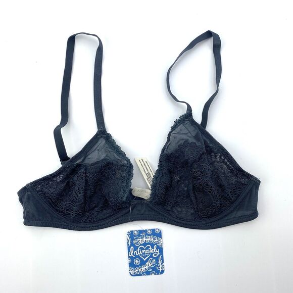 Free People Lace Triangle Wired Bra Navy Blue Storm Size 34B - Picture 1 of 6